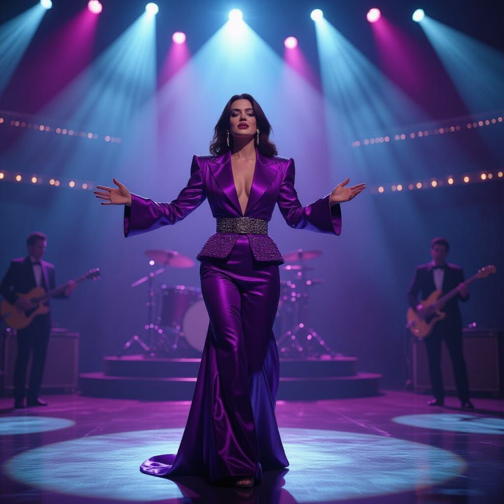 Popstar Performance on Stage with Cinematic Lighting