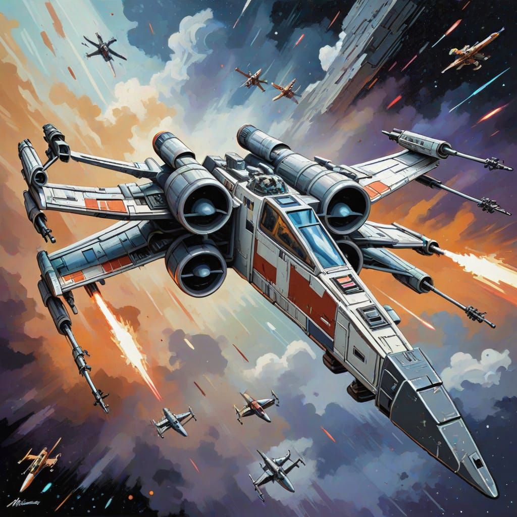 X-Wing Fighter in Abstract Comic Book Style