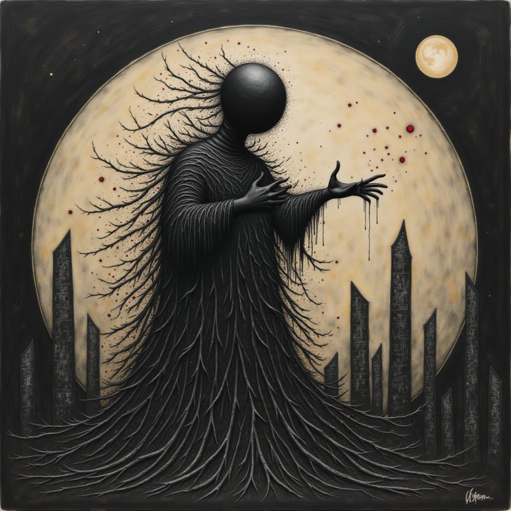 Cyberpunk Industrial Dreamscape in Charcoal and Neon