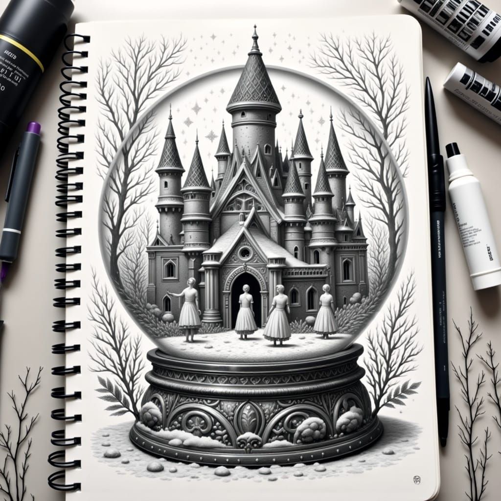 Ornate Snow Globe with Unsettling Ice Castle