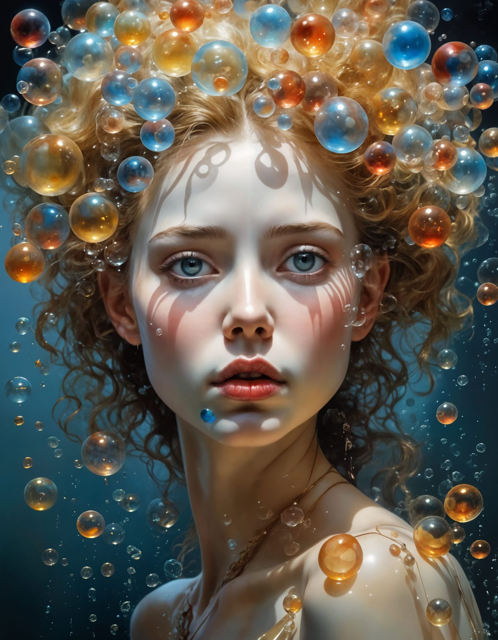 Abstract Beauty: Soap Bubble Portrait in Cubist Style