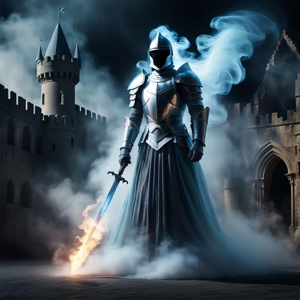 Ethereal Knight Projection in Dreamscape Forest