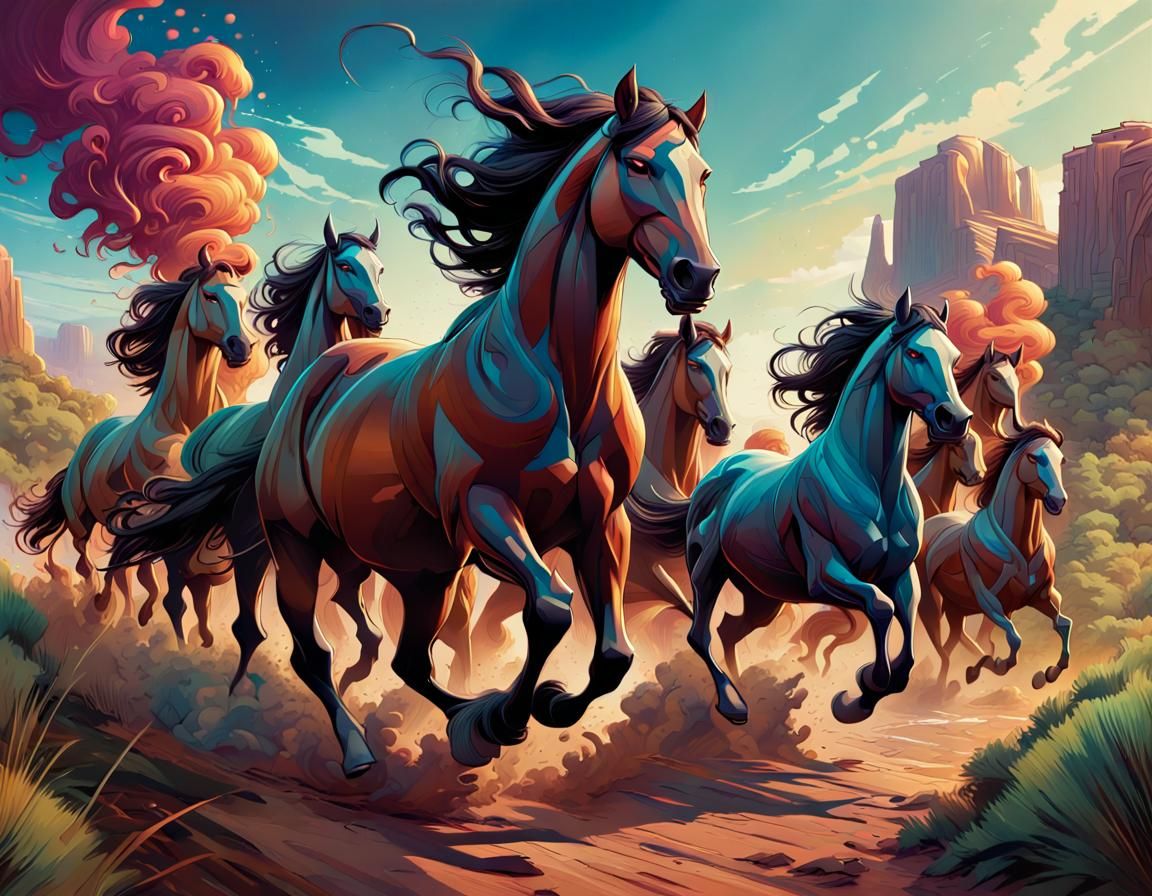 Dark Horses Stampede in Southwest, Comic Book Style
