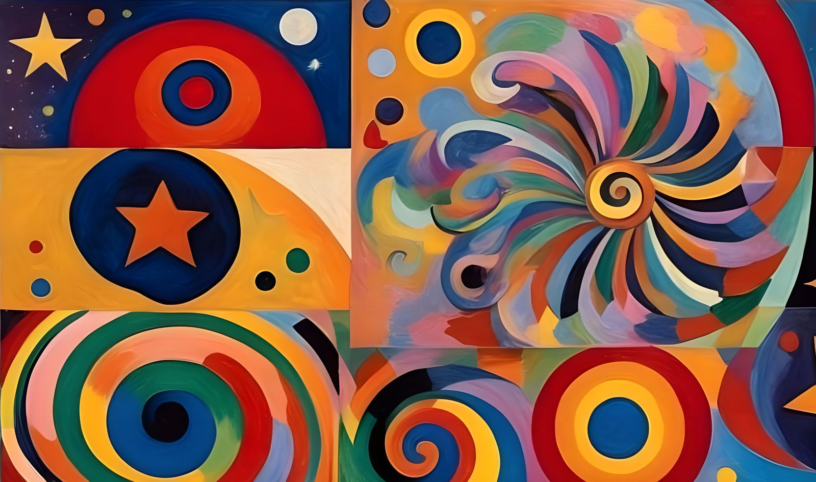 Colorful Abstract Cosmos with Spiraling Vortexes in Expressi...
