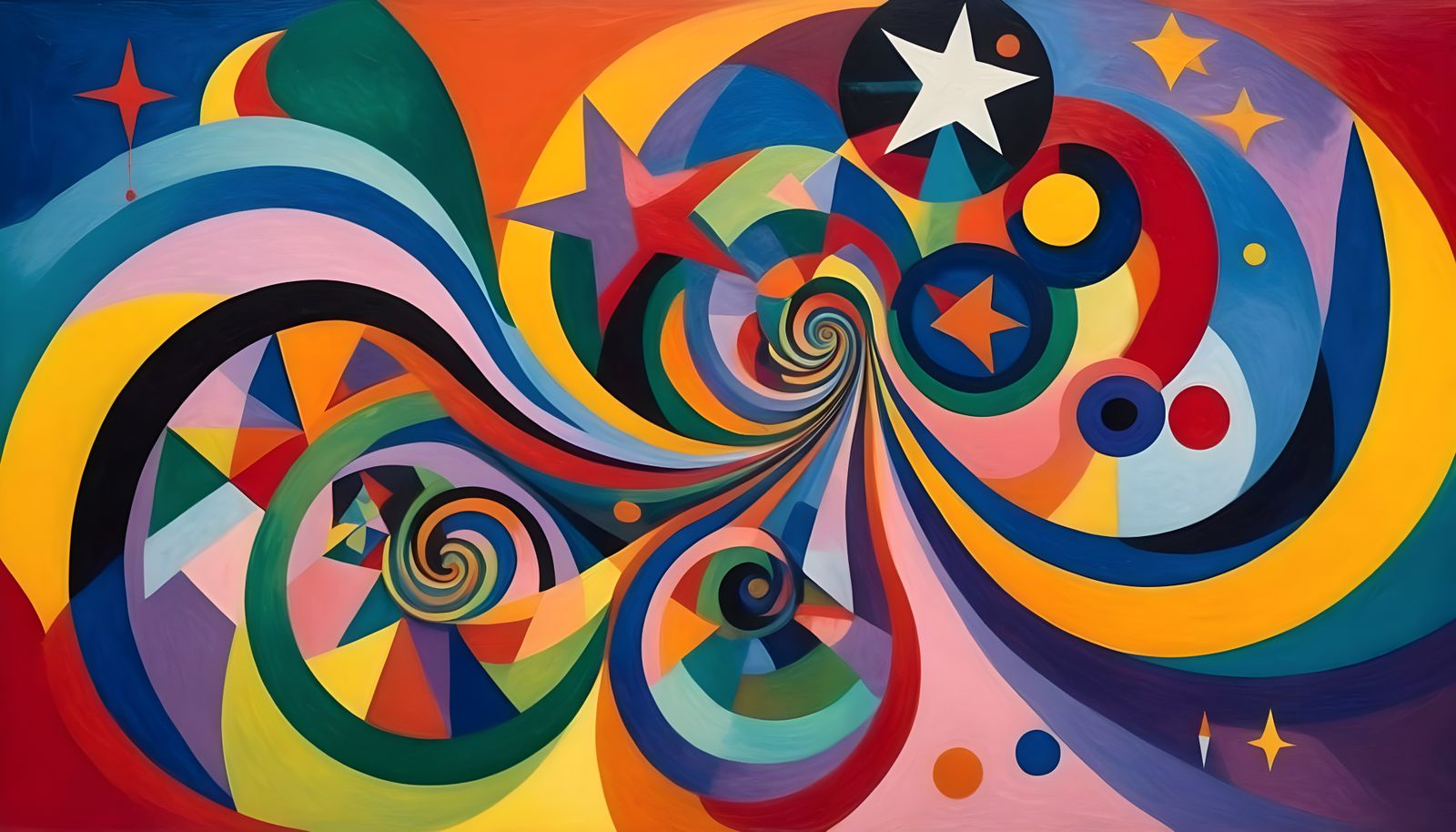 Abstract Cosmos with Spiraling Vortexes in Expressionist Sty...