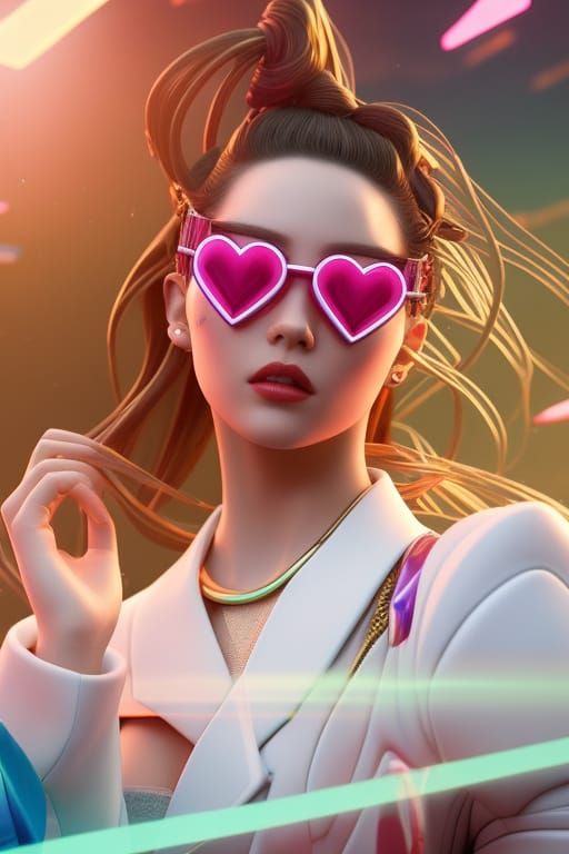 Anya Taylor-Joy with Heart Glasses in Rococo Style
