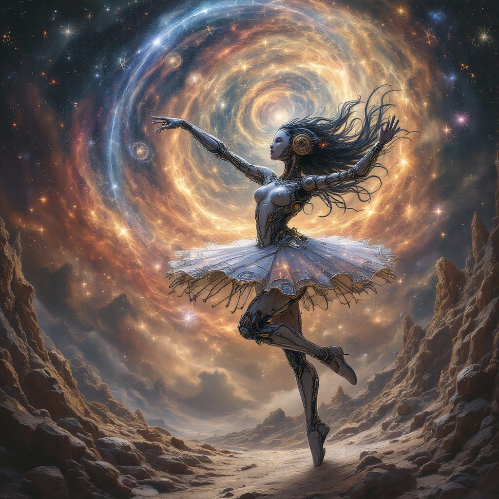 Clockwork Ballerina in Cosmic Nebula
