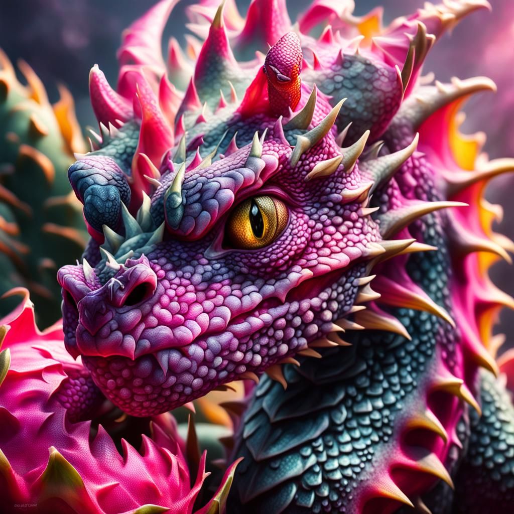 Hyper-Realistic Baby Dragon Emerges from Dragon Fruit