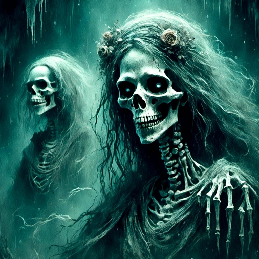 And imagine us and snowy winter landscape a female skeleton ...