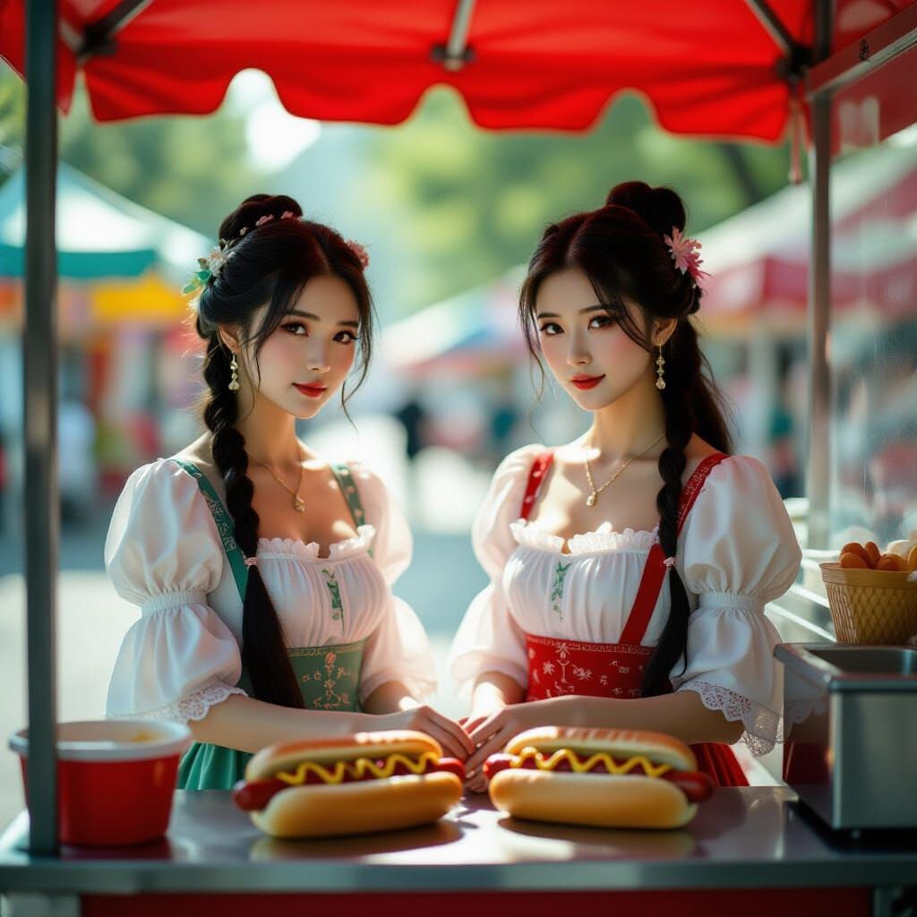 Ethereal Immortals Serve Hotdogs in Pre-Raphaelite Style