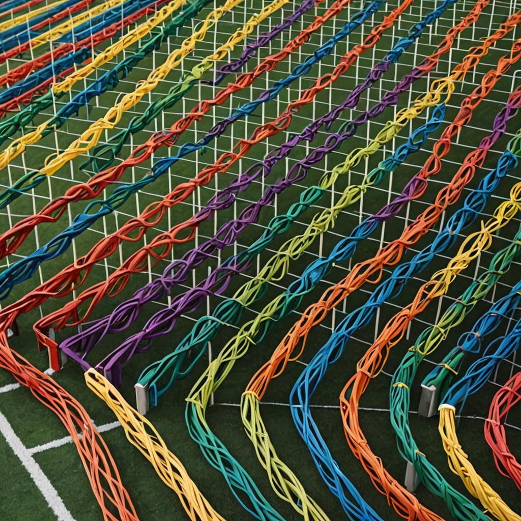 Abstract String Sculpture Football Stadium