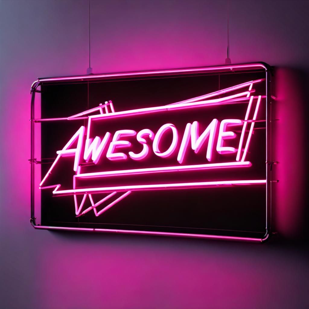 Pink Neon Sign "Awesome!" in 4K