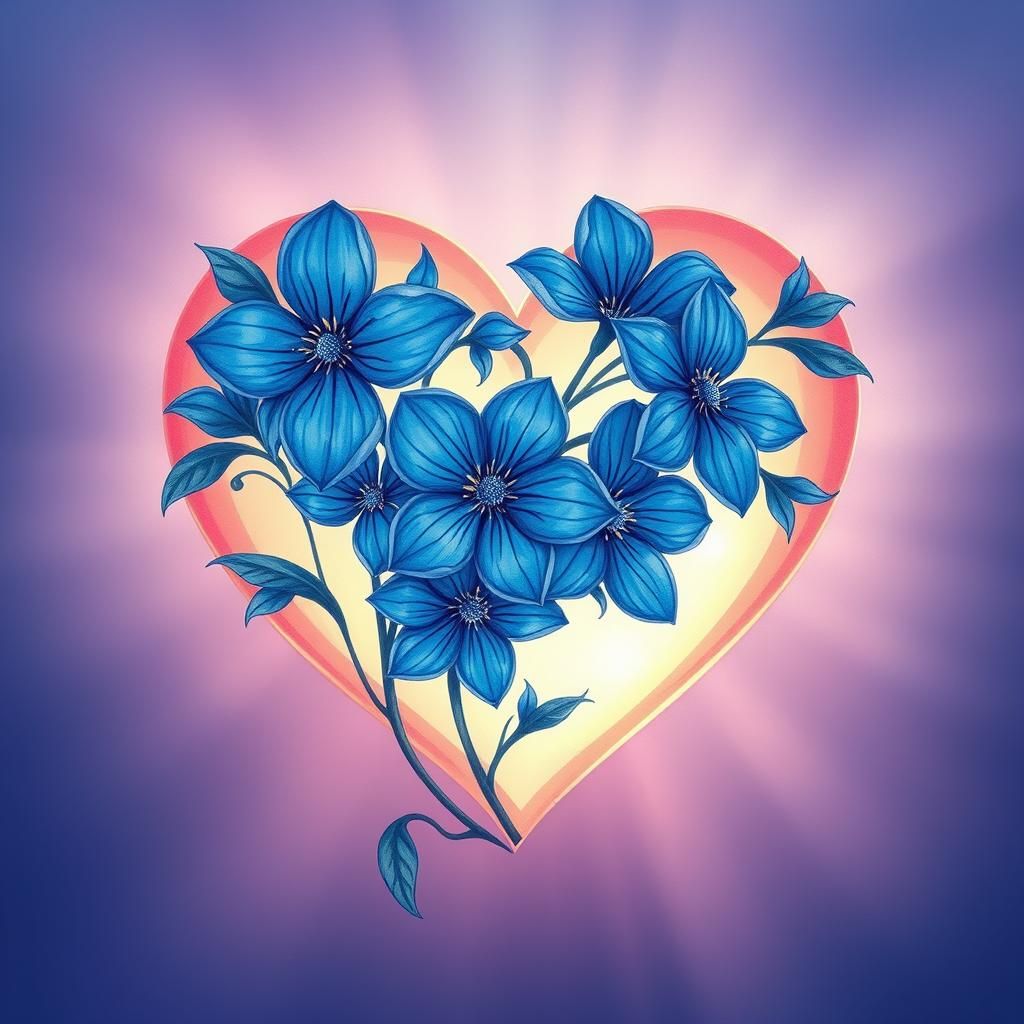 Blue Flowers Bloom in Anime Heart