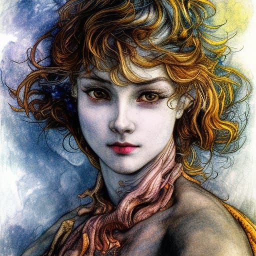 Detailed Fantasy Portrait in Triadic Colors