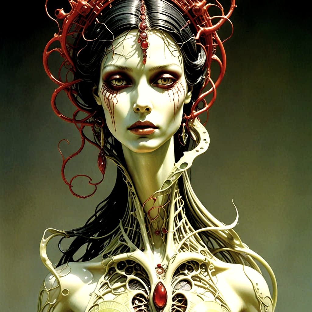 Glowing Heavy Metal Goddess of Summer in Quantum Garden