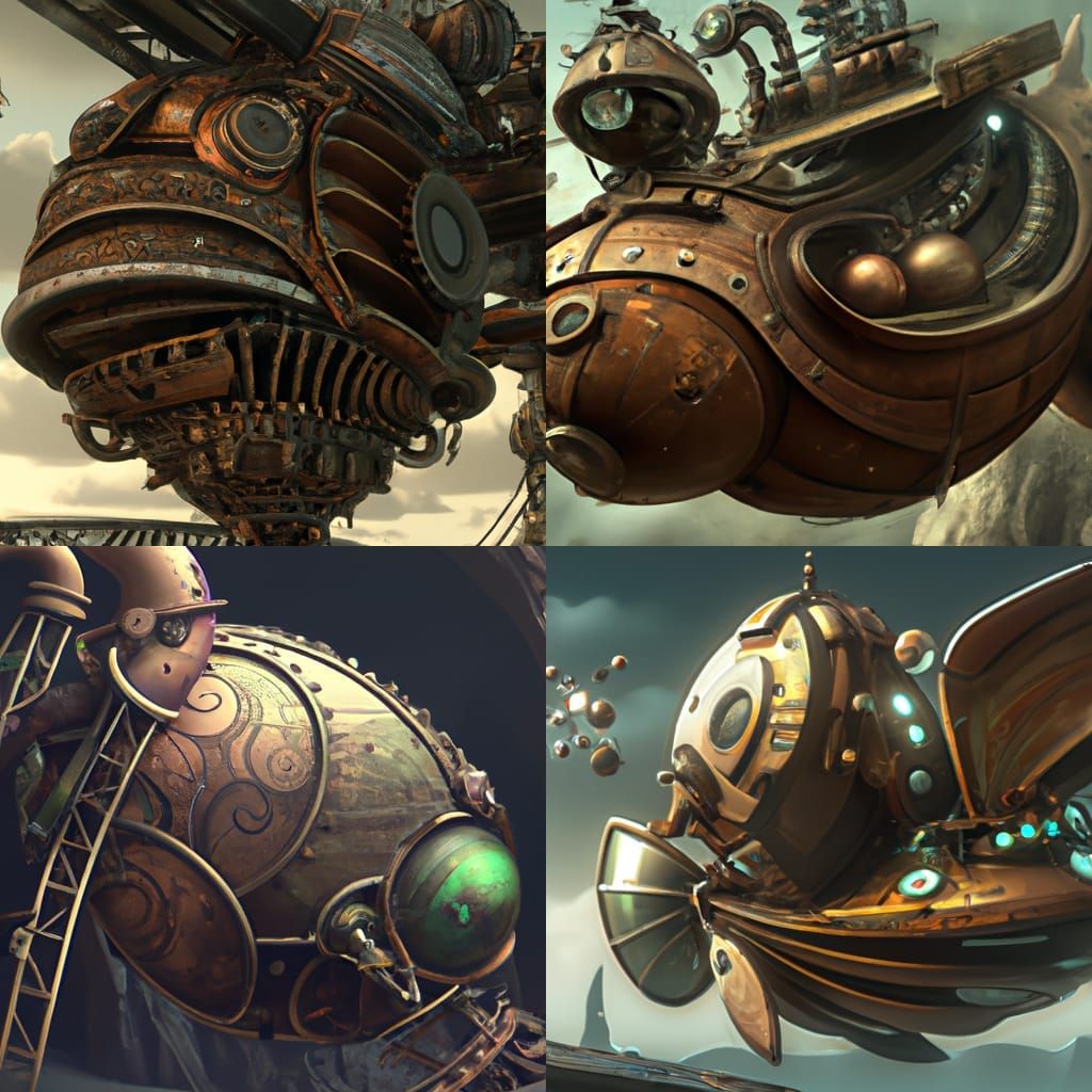 Steampunk Microverse: Surreal Alien Spaceships in 8K