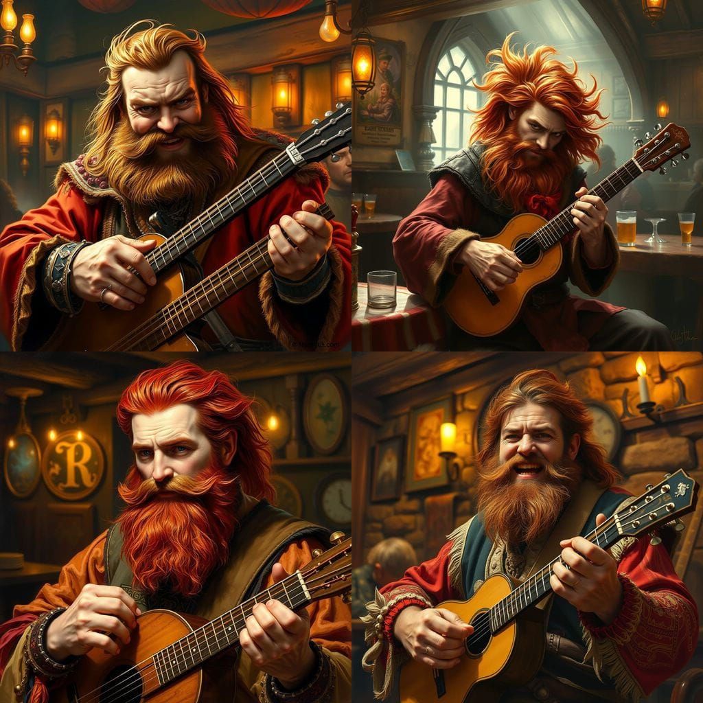 Medieval Fantasy Bard in a Cozy Tavern Setting
