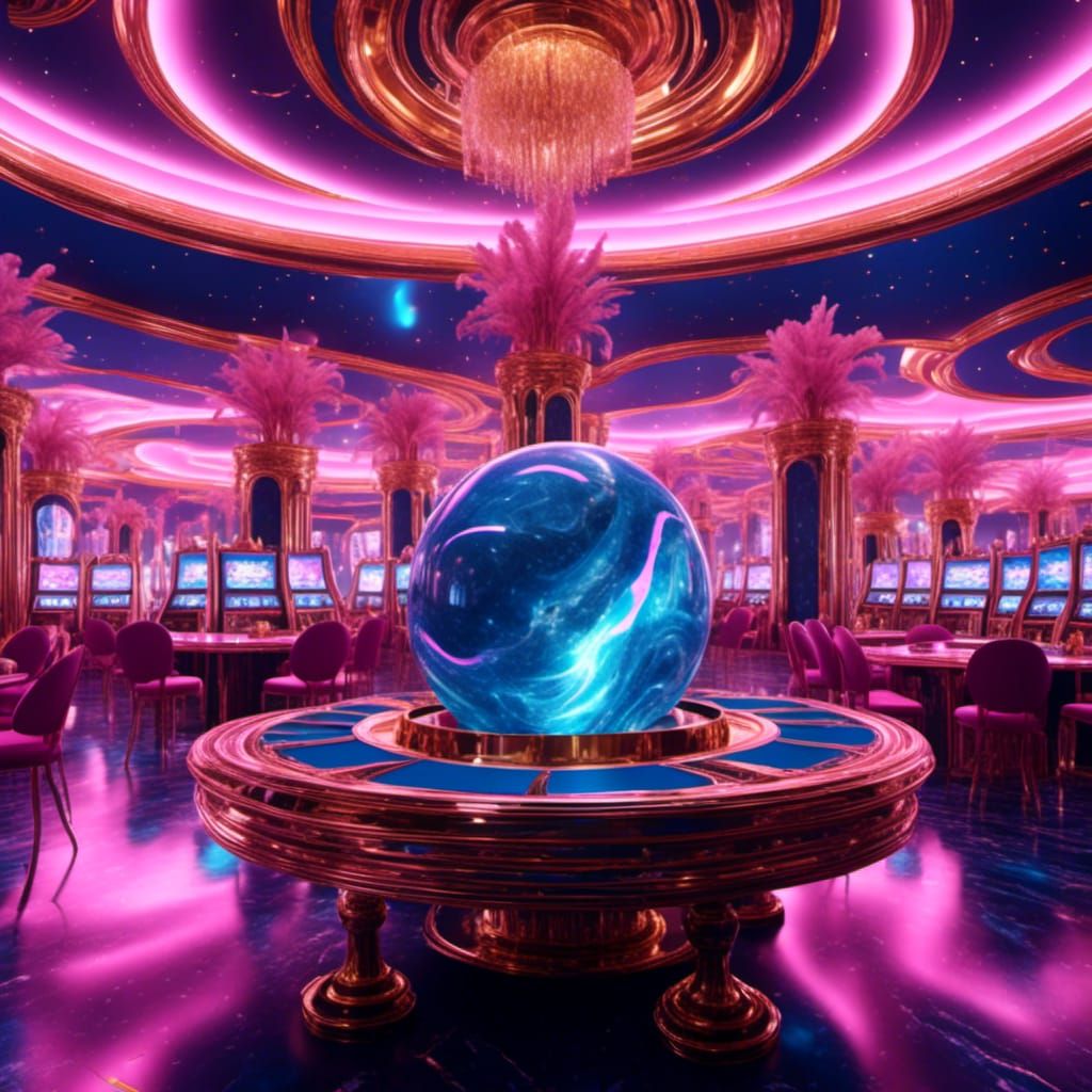 Hyperrealistic Futuristic Casino with Blue Marble