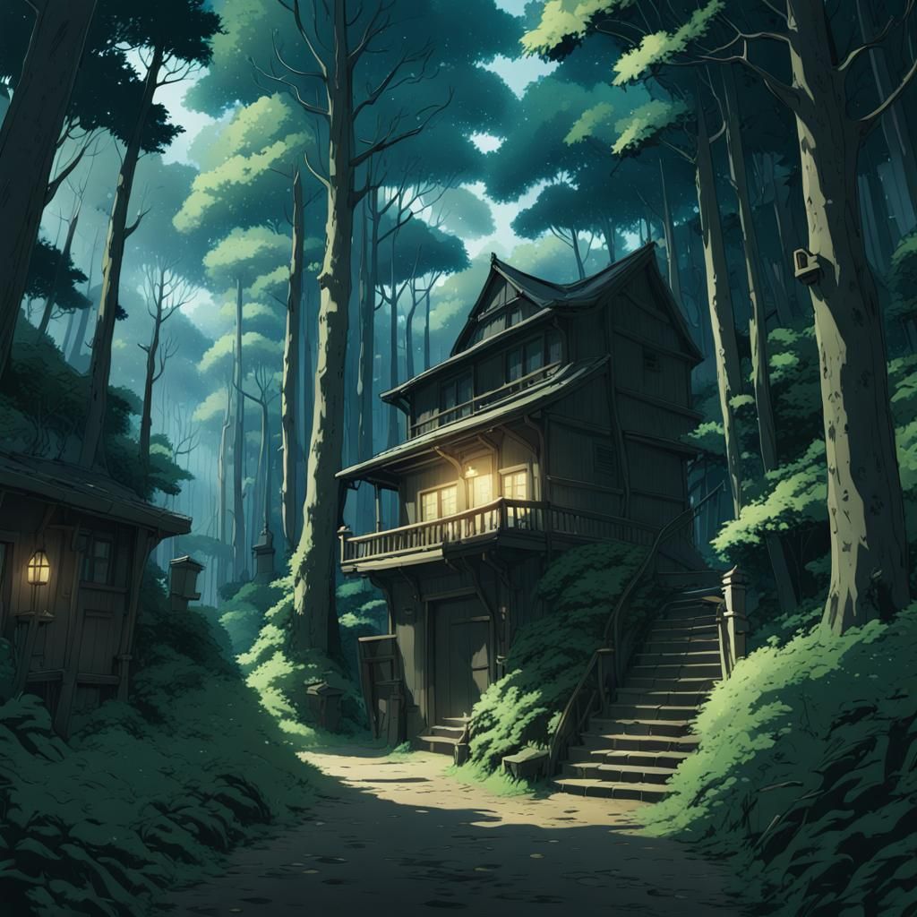 Luminous Inn in Dark Forest: Ghibli-esque Anime