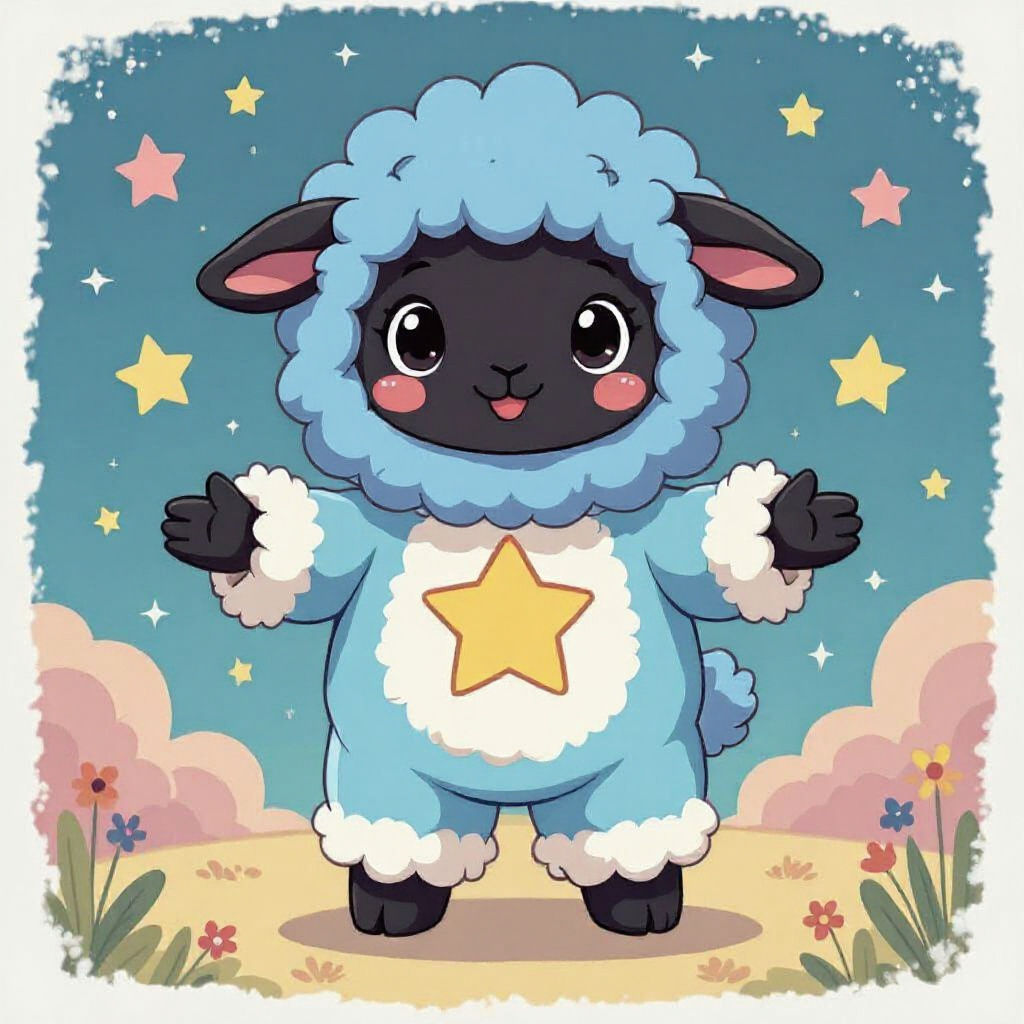 Cartoon Sheep Fursuit with Starry Fluffy Fur