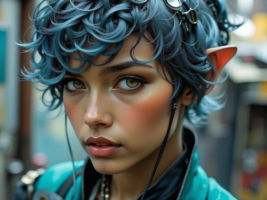 Punk Scientist with Asymmetric Haircut in Bright Colors