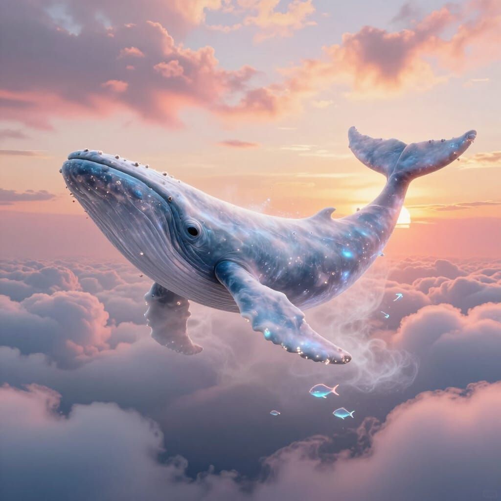 Ethereal Cloud Whale at Sunset