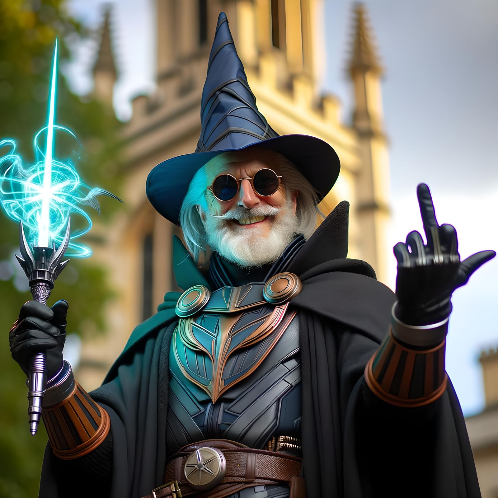 Fantasy Wizard as Space Knight with Energy Blade