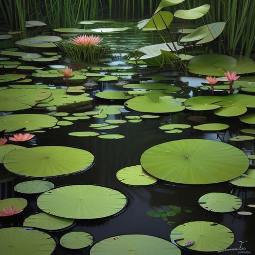 Tiktaalik Emerges From Prehistoric Pond Water Lilies