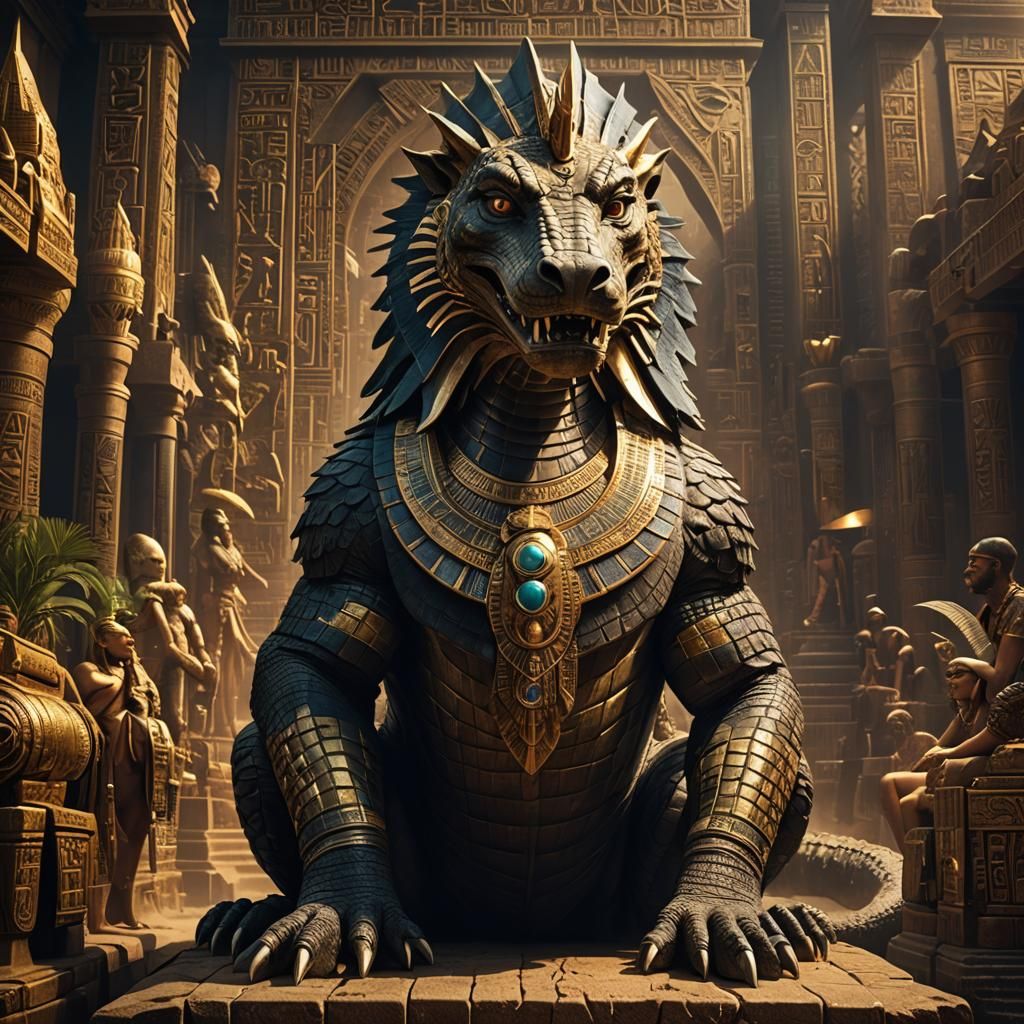 Egyptian Crocodile God in Digital Matte Painting