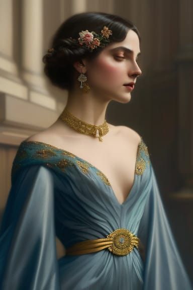 Woman in Silk Gown: A Dark Fantasy Portrait