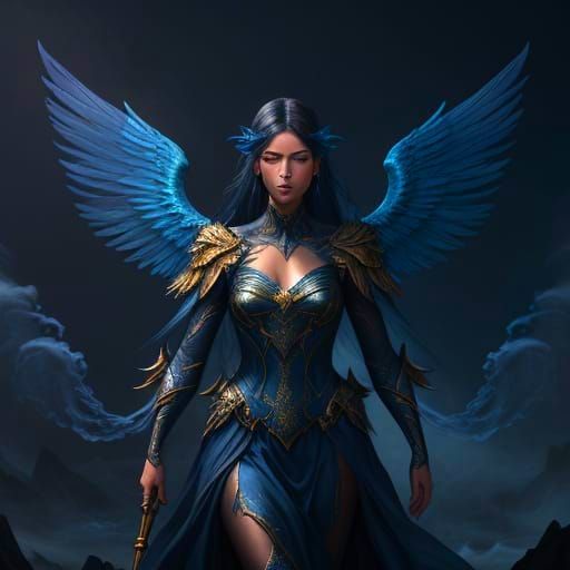 Seraphic Guardian with Iridescent Wings