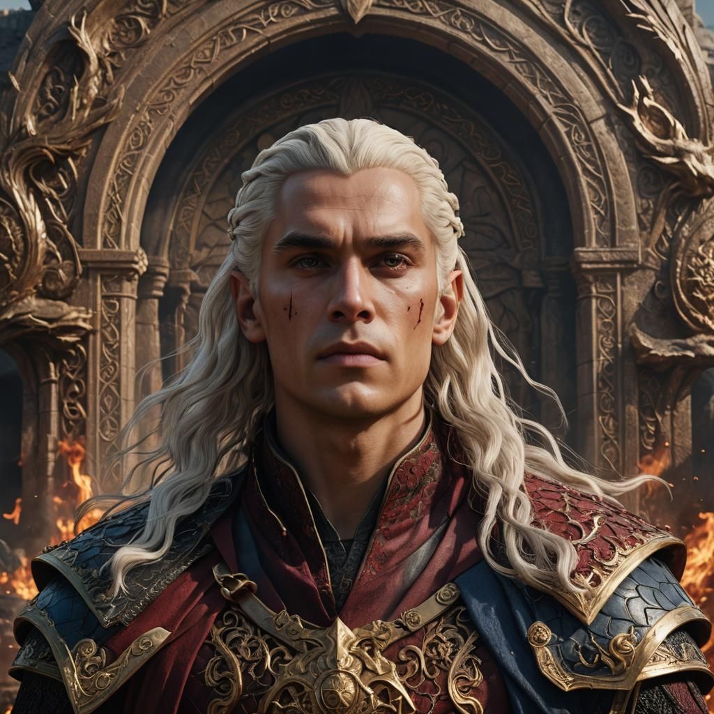 Viserys Targaryen Portrait in Detailed Matte Painting Style