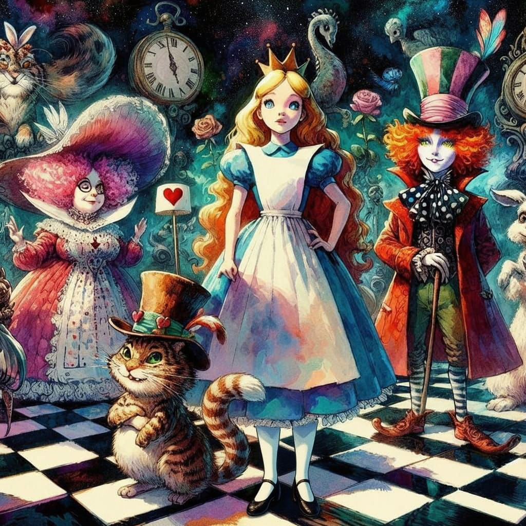 Alice in Wonderland: Impasto Gouache Matte Painting