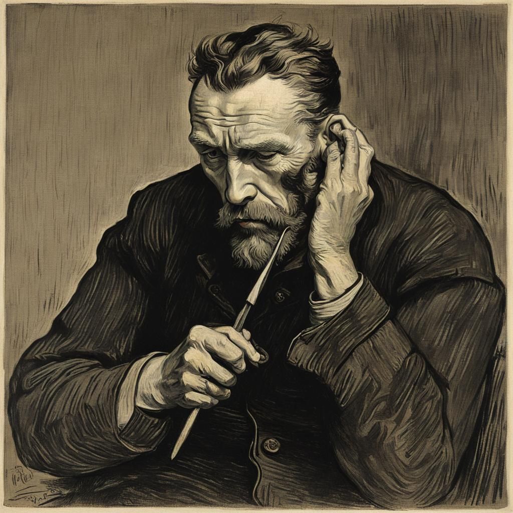 Self-Portrait with Bandaged Ear in Van Gogh Style