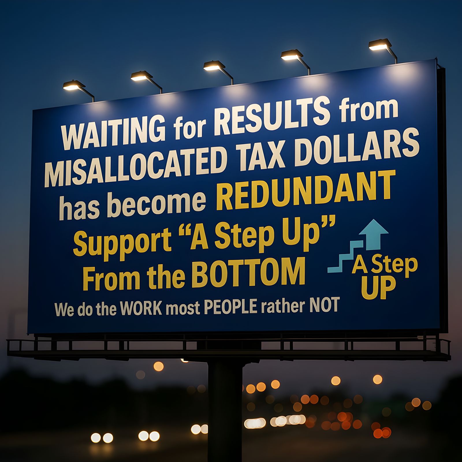 Commercial Sign: Misallocated Tax Dollars Redundant