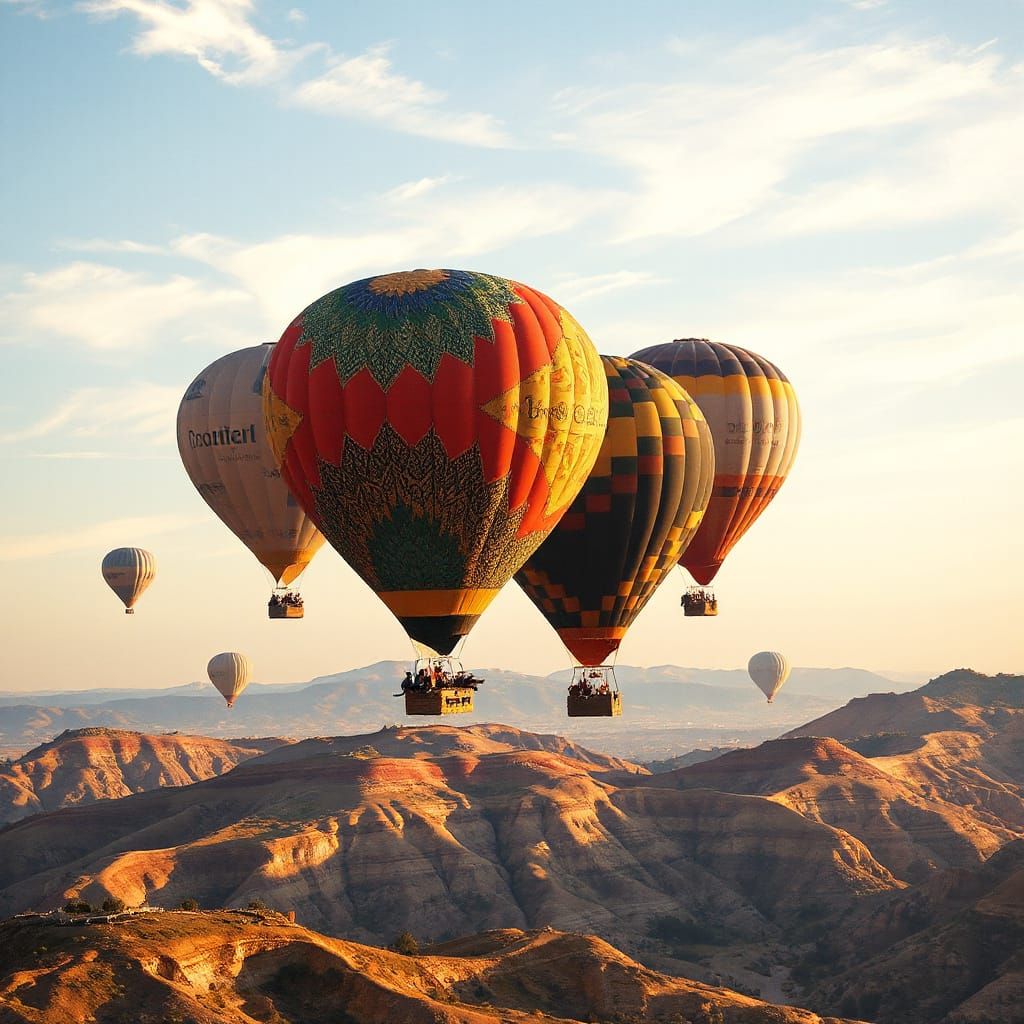 Hot Air Balloons Over Turkey in Photorealistic Style