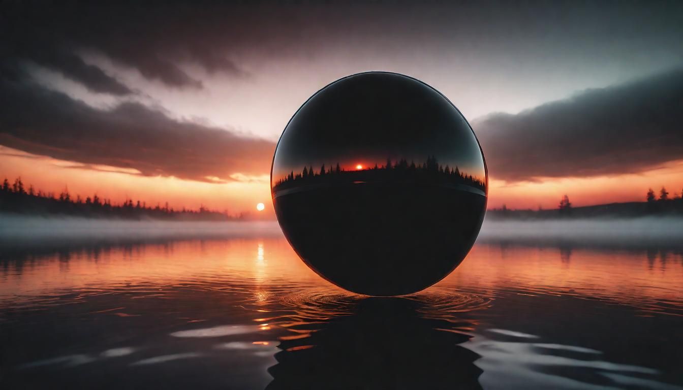Mystical Obsidian Orb Sunset: Ethereal Masterpiece