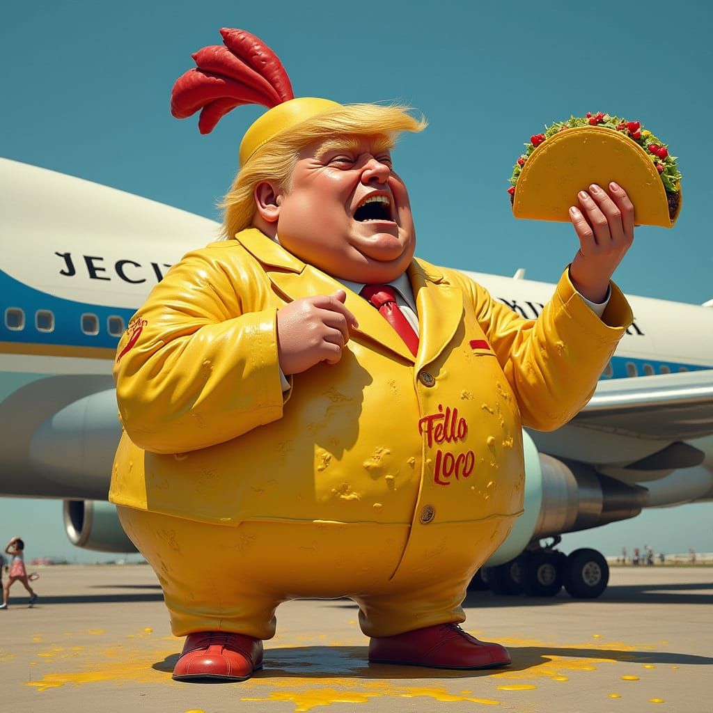 Surreal Trump as El Pollo Loco Driver