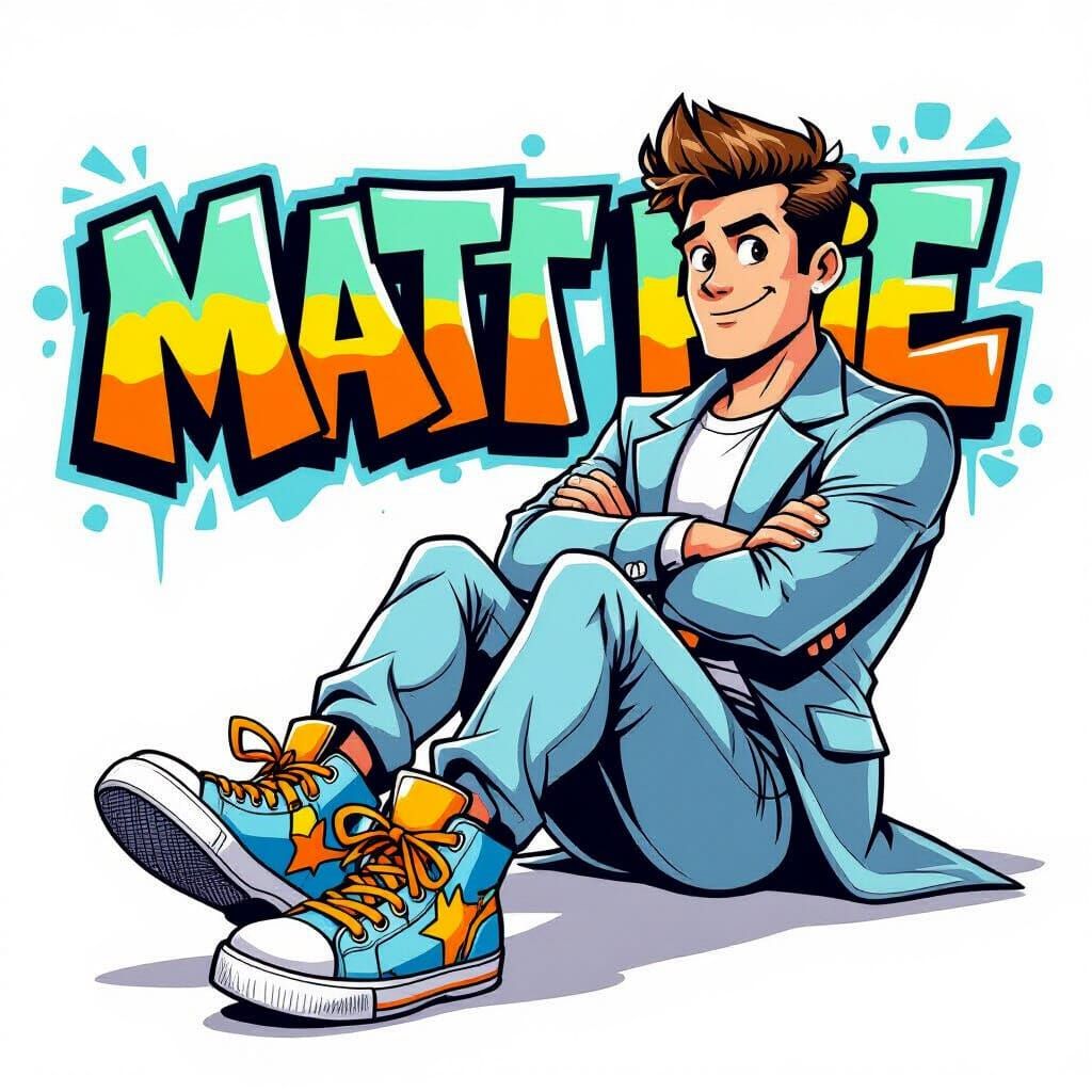 Cartoon Superhero Relaxed in Funky Shoes, Vector Style