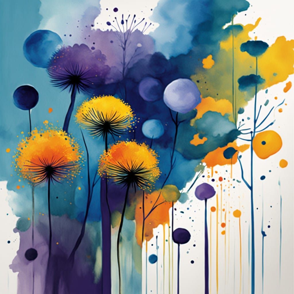 Ethereal Dandelion Character in Neo-Impressionist Watercolor