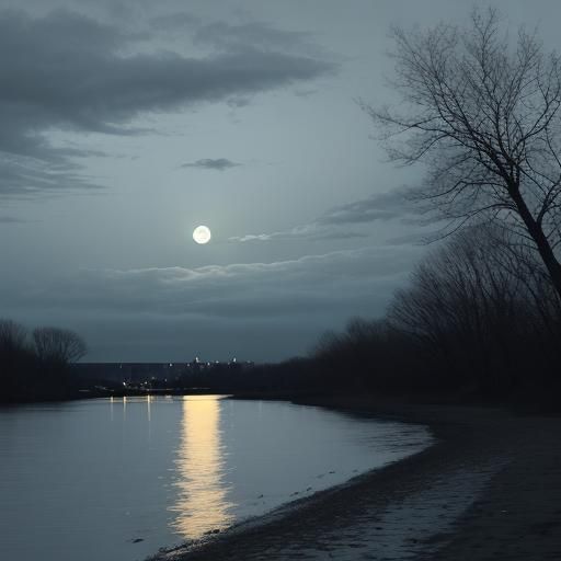 Seagull Landing at Night Under Moonlight