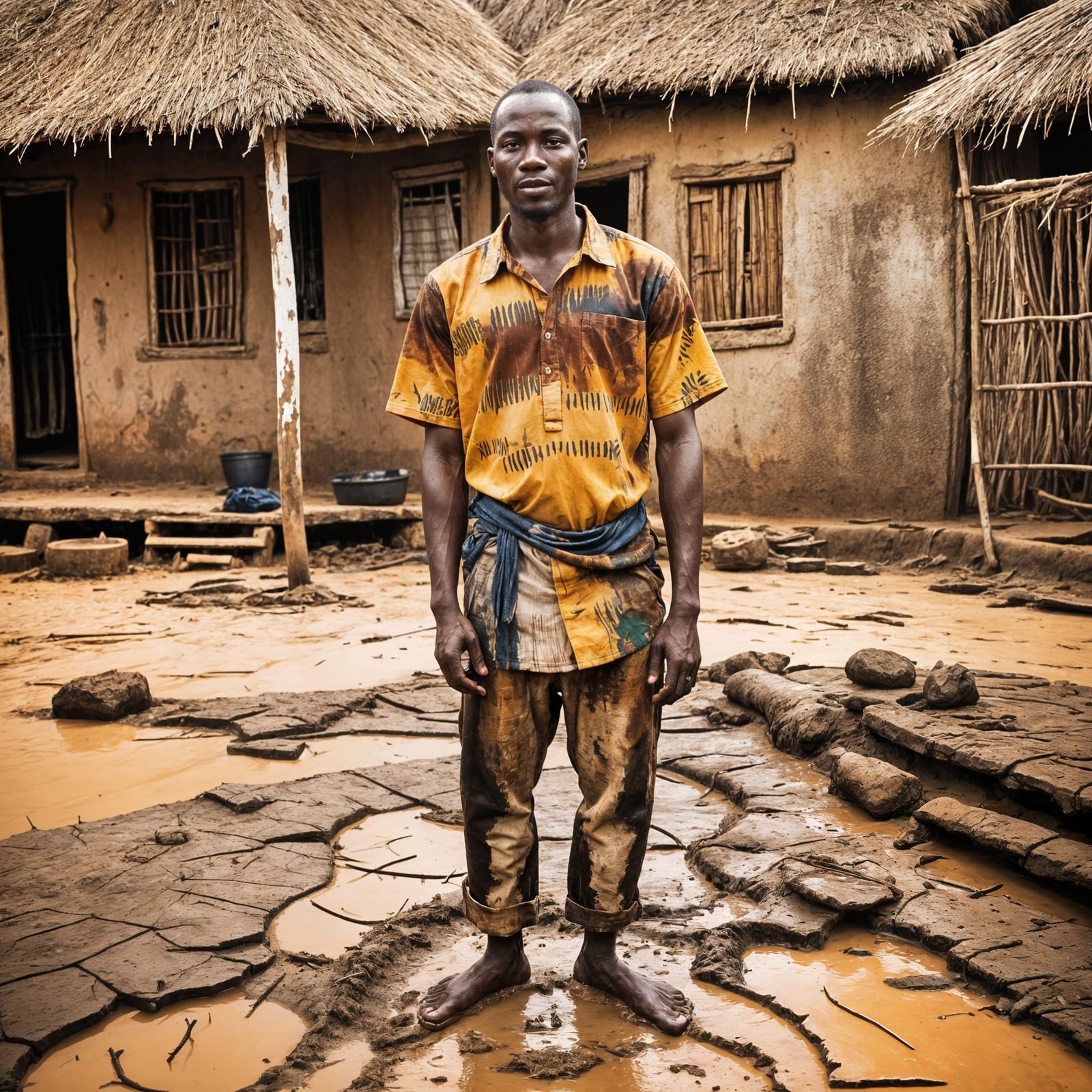 Liberian Man in Traditional Vivid Clothing