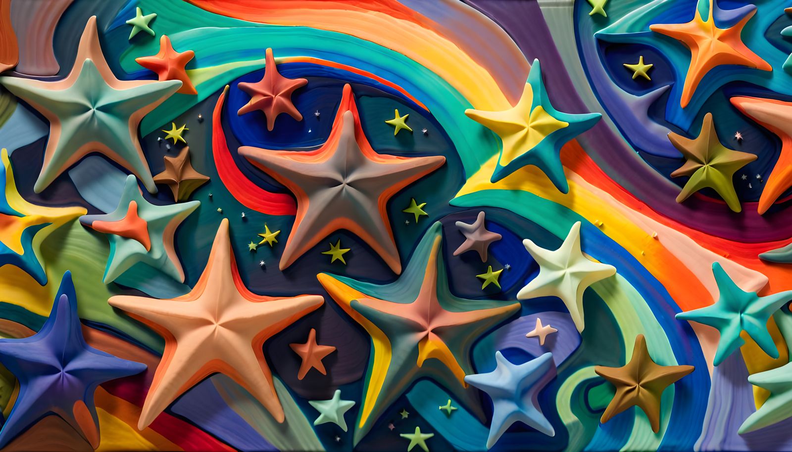 Swirling Star Cluster in Impasto Oil Painting Style