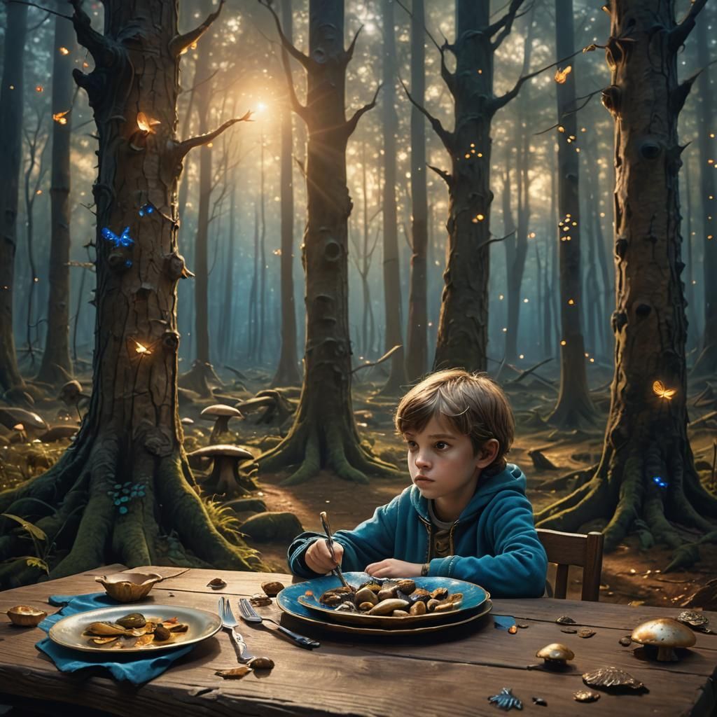 Young Child in a Mystical Forest