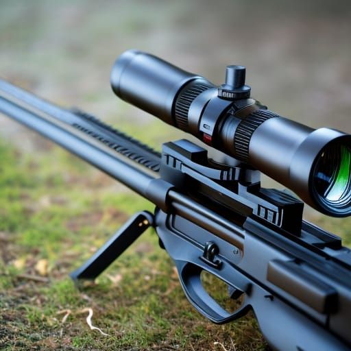 Hyperrealistic Sniper Rifle on Tripod: Digital Art