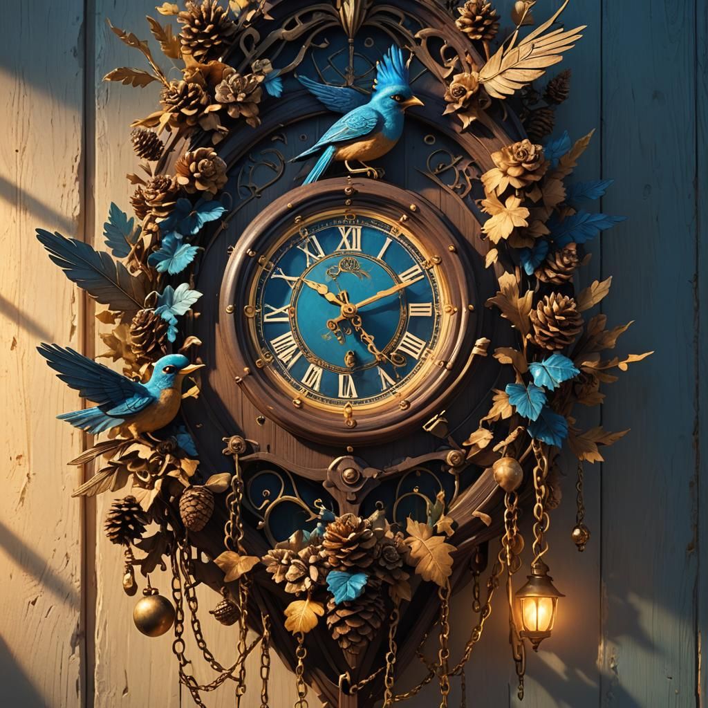 Cuckoo Clock with Steampunk Elements in Matte Painting