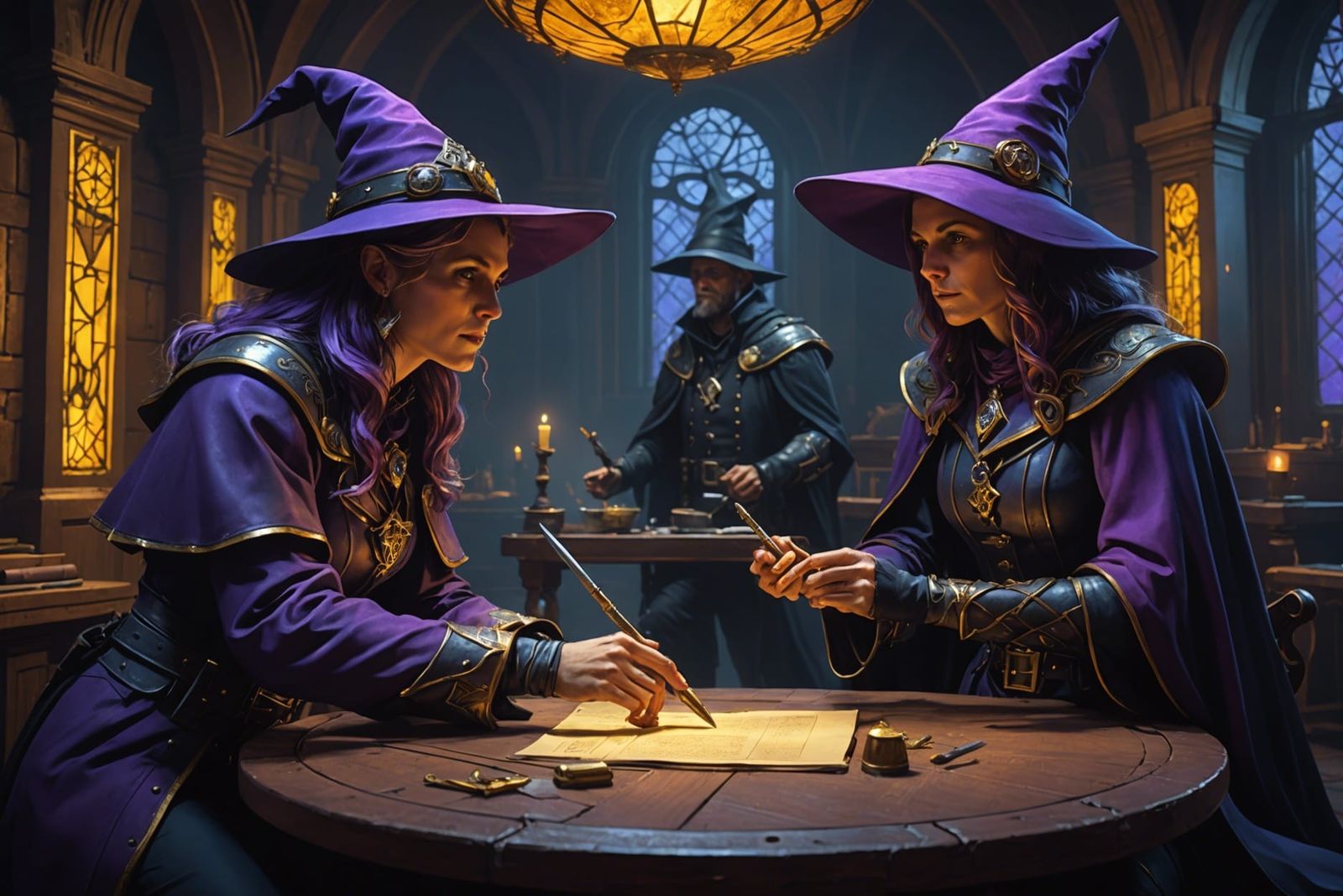 Mage Police Interrogate Witch: Dark Fantasy Concept Art