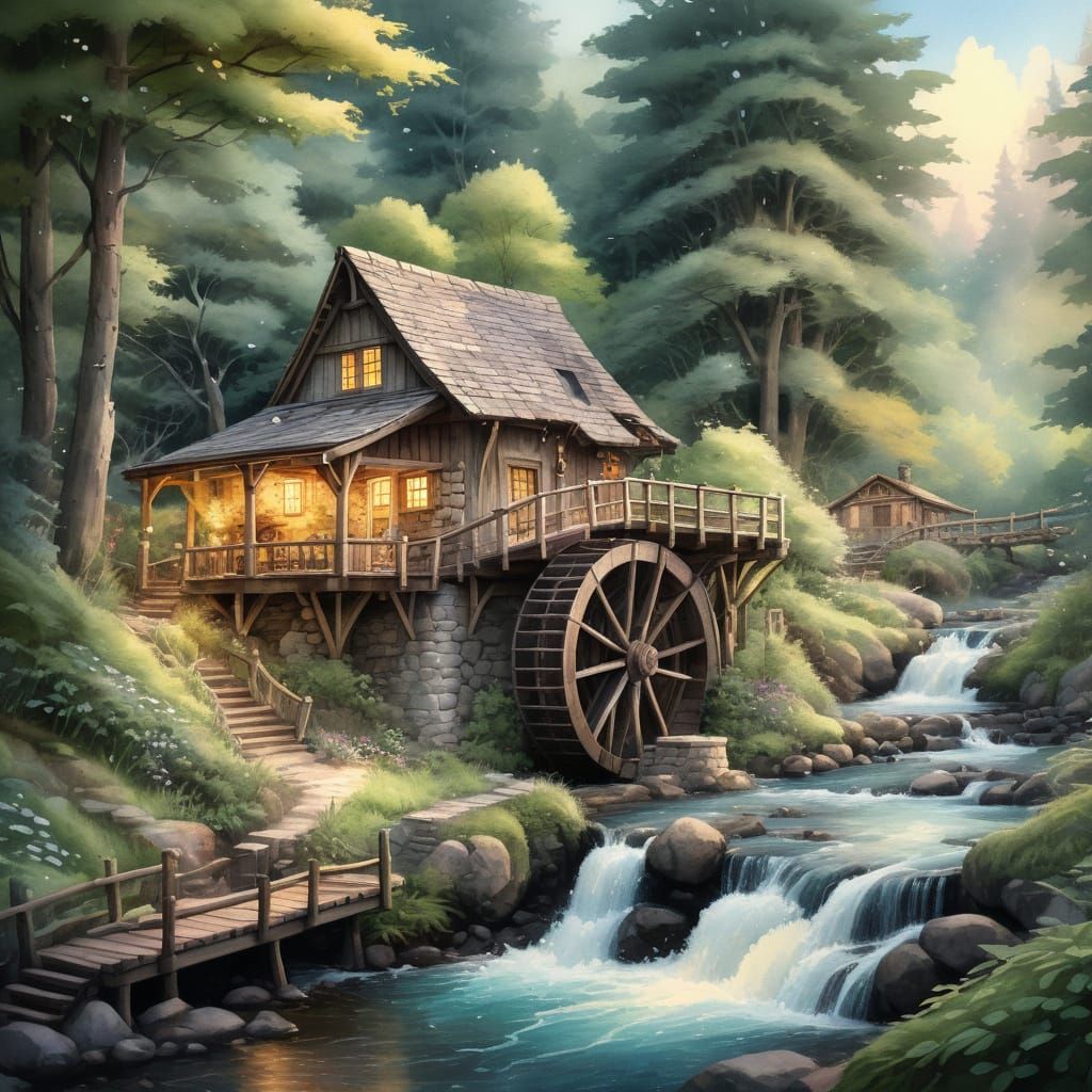 Whimsical Waterwheel Cottage in the Enchanted Forest