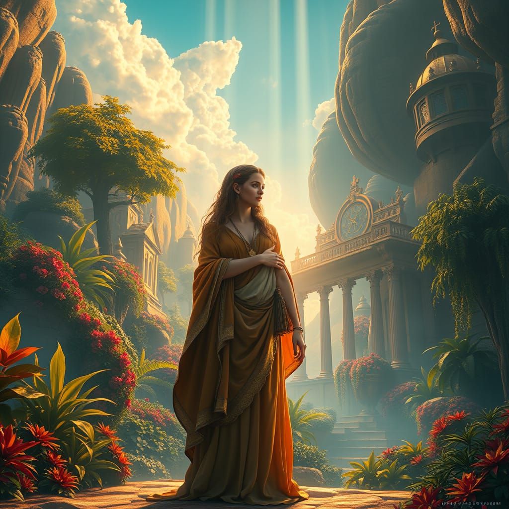 Biblical Woman in Dreamlike Landscape, Concept Art