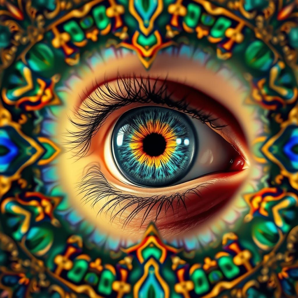 Kaleidoscope Eye: Iridescent Patterns in Matte Painting Styl...
